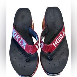 OU University of Oklahoma Women’s Size 9 Red Wedge Flip Flops by Volatile